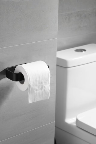 Yapışkanlı Lüks Tasarım Lamalı Tuvalet Kağıtlığı - Modern Banyo Kağıt Havluluk - Delmeden Montaj Siyah
