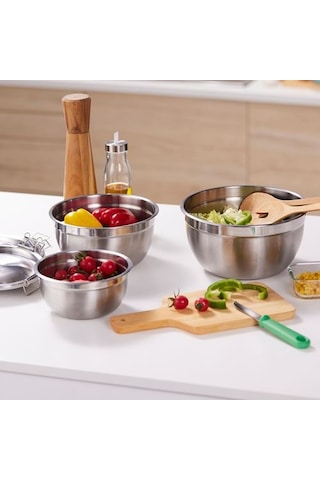 Ikea Cıklıd Çelik Saklama Kabı Seti, Paslanmaz Çelik, 3'lü Set