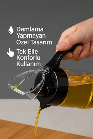 660 Ml Şeffaf Cam Yağdanlık Zeytinyağı, Sirke, Nar Ekşisi İçin İdeal Siyah Diğer