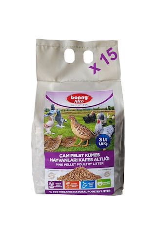 Bonnynice Bıldırcın Güvercin Süs Tavukları Kafes Altlığı 3 L x  15