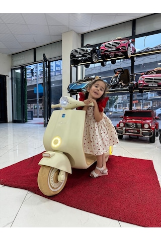 Poyraz Akülü Büyük Boy Vespa Akülü Motor 12v 2-10 Yaş Bej