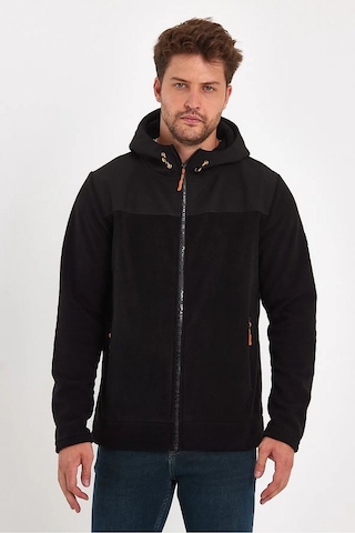 Rodi Jeans Erkek Ön Arka Garnili Fermuarlı Kapüşonlu Polar Haki