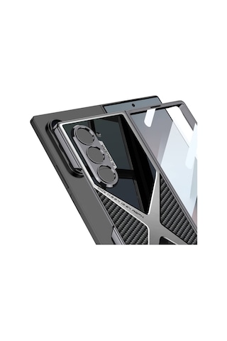 Nourthkiingdom Galaxy Uyumlu Z Fold 6 Kılıf Ultra İnce Kamera Korumalı Pc + Karbon Arka Yüzey Nrtk X-pro Kapak-siyah Siyah