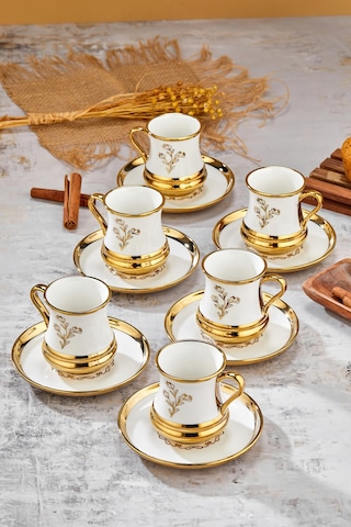 Cooker 6 Kişilik 180 Ml Porselen Çay Ve Kahve Fincan Takımı Ckr3460 Altın