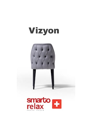 Smarto Relax Vizyon 2'li Yemek Masası Sandalye Seti - Ahşap Ayaklı, Gri Kumaş Gri