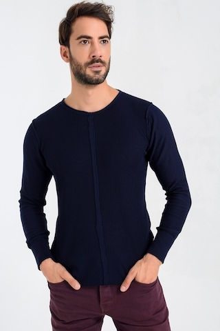 Heyss Bisiklet Sosis Yaka Erkek Triko Kazak Ön Şerit Detaylı