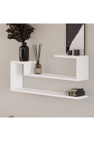 Ravi Dekoratif Duvar Rafı, Modern Kitaplık Ve Raf Ünitesi Beyaz