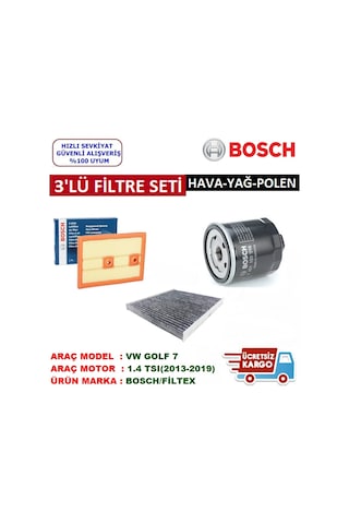 Vw Golf 7 1.4 Tsı Bosch Filtre Bakım Seti (2013-2019) Vw Golf 7 1.4 Tsı Bosch Filtre Bakım Seti (2013-2019)