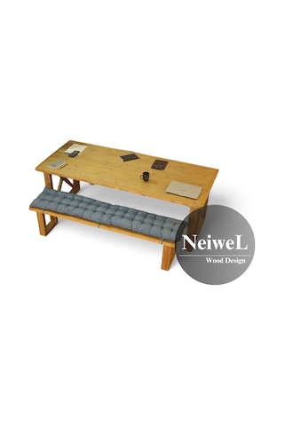 Neiwel Niel Doğal Ahşap Banklı Toplantı Masasıı x 120 x 220 Açık Ceviz