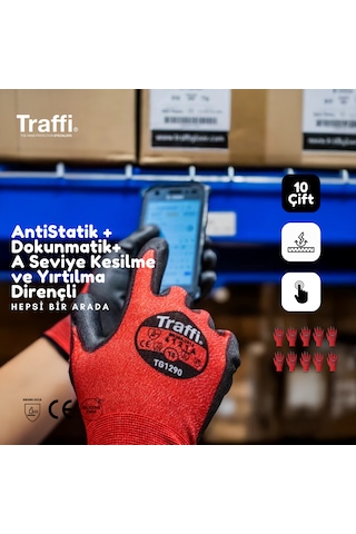 10çift Tg1290 Dokunmatik,antistatik A Seviye Direnç İş Eldiveni