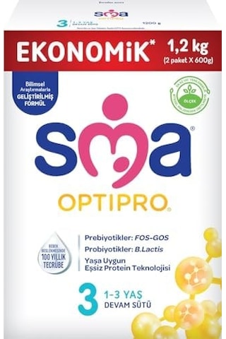 Sma Optipro 3, 1-3 Yaş Devam Sütü, 1.2 Kg 2 X 600 G