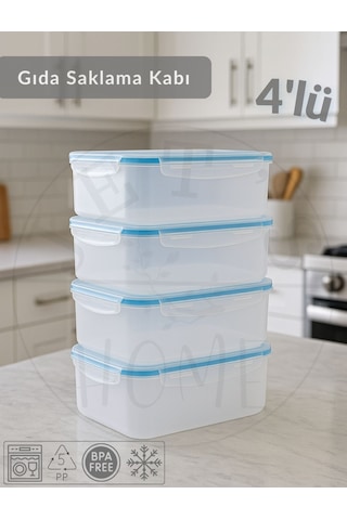 4'lü Vakumlu Saklama Kabı Seti Hava Almaz Bpa Free Kilitlenebilir Gıda Erzak Kabı 4 L Şeffaf