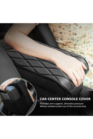 Skycity Araba Konsol Kılıfı - Pu Deri Hafıza Köpüğü, Genişletilmiş Kalın, Evrensel Uyumlu, Siyah Büyük Boy