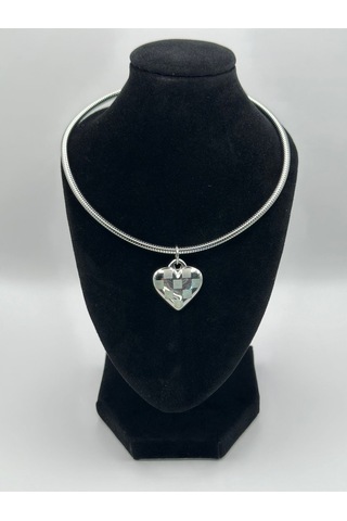 Arnes Jewelry Çelik Gold Ve Silver Kalpli Kolye Gümüş