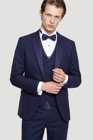 Ac&Co / Altınyıldız Classics Erkek Lacivert Slim Fit Dar Kesim Mono Yaka Desenli Yelekli Smokin Takım Lacivert