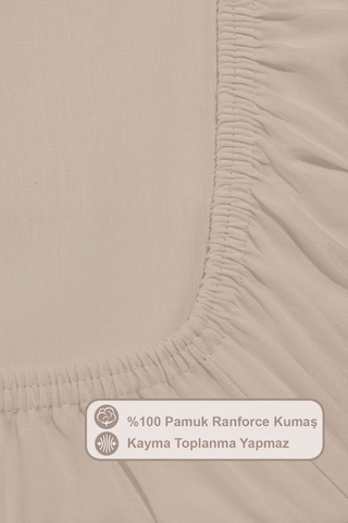 Elart Basic Lastikli Çarşaf Seti King Size 180x200+28 Bej