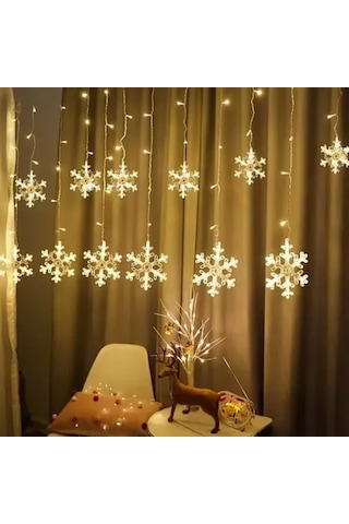 3 Metre Saçaklı Kar Tanesi Perde Led Gün Işığı
