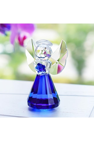 Moveevo Mavi K9 Kristal Melek Heykeli - Ev Dekoru, Koruma Simgesi, Sanatsal Koleksiyon, Kadın Hediyesi