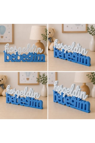 Bebek Odası Dekoru Hoşgeldin Bebeğim Yazısı Masa Üstü Süs 25x10 Cm