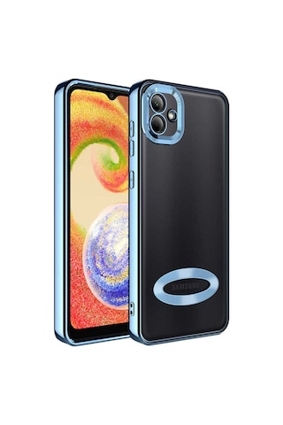 Galaxy A03 Kılıf Kamera Korumalı Logo Gösteren Zore Omega Kapak Sierra Mavi