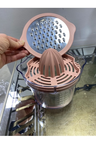 Sıkacak Ve Rende Seti - Çok Amaçlı Rende Ölçüm Kabı Narenciye Limon Sıkacağı Pembe Pudra