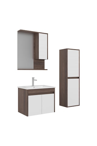 Orka Serra 65 Cm Navaro/beyaz Banyo Dolabı Takımı Ve Boy Dolabı Navaro/beyaz