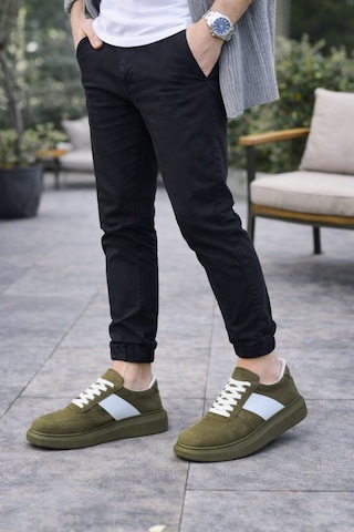 Aymood Jy011 Line Erkek Günlük Bağcıklı Süet Spor Sneaker Ayakkabı Sht - Haki/beyaz