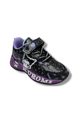 Cakgo Kuromi 725-26 Simli Parlak Deri Anatomik Kız Çocuk Sneaker Siyah Lila 26-30 Siyah