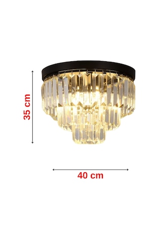 Efsane 40 Lık Kristal Taşlı Siyah Modern Salon Avize