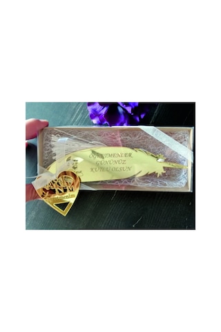 Öğretmenler Günü Kutulu Gold Pleksi Kitap Ayracı