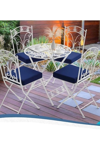 Lüx Koltuk Minderi Sandalye Minderi Yemek Sandalyesi Minderi Bahçe Minderi 4 Adet Mavi Mavi