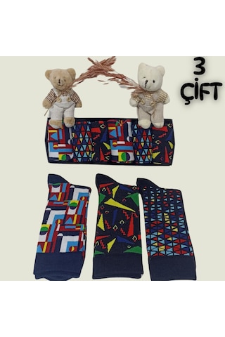 Garanti Çorap Eğlenceli Desenli Unisex Soket 3 Lü 15a Çok Renkli