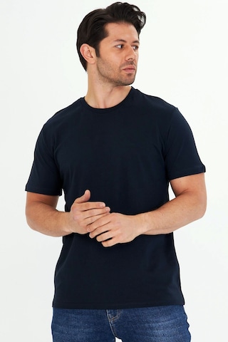 Trendhill Erkek Lacivert Pamuklu Bisiklet Yaka Büyük Beden T-shirt Lcv5014b