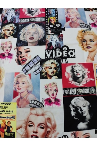 Film Şeritli Marilyn Monroe Desenli Dijital Baskılı Kumaş