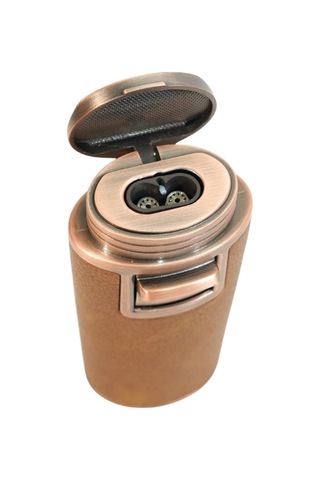 Parmida Çift Torch Pürmüz Delicili Gövdesi Deri Bronz Metal Puro Çakmağı - Tr9616