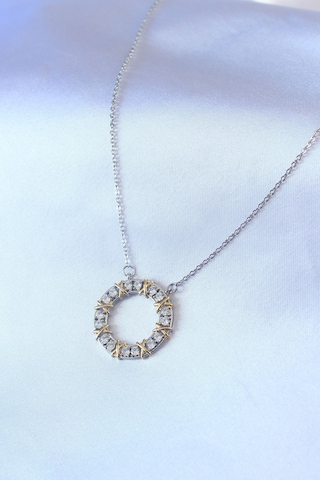 Gümüş Renk Zirkon Taşlı Gold Detay Xoxo Kadın Kolye 316l Çelik Çok Renkli
