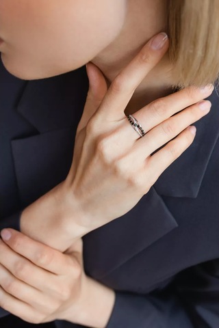 Lamponi 925 Ayar Gümüş Kol Uzun Yüzük, Spinel Taşlı Zirkon. 232735516 Gri