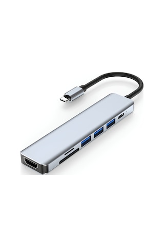 Apple Uyumlu MacBook Pro Air 7in1 Type-c 7 Port Çevirici Hub Hdmi Sd Kart Usb 3.0 Pd Type-c Dönüştürücü