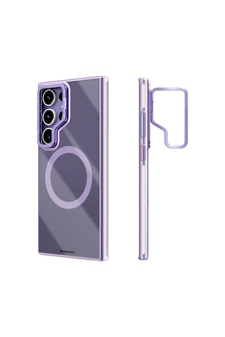Galaxy Uyumlu S24 Ultra Kılıf Magsafe Şarj Özellikli Sararma Önleyici Youngkit Crystal Grid Kapak Gold