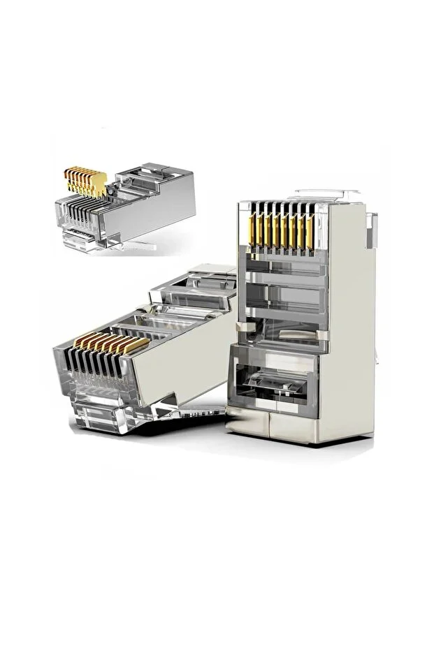 10 Adet Yeni Nesil Metal Gold Plated Geçişli Cat5/cat6 Rj45 Konnektörü 8p8c Ethernet Kablo Ucu Jack