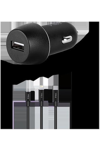 Ttec SmartCharger 2.1A Araç Şarj Aleti ve Trio Kablo Siyah - 2CKS20TS