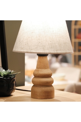 Homing AYD-3562 Natural Ahşap Kumaş Başlık Abajur Keten