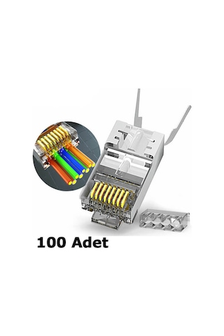 Cat7 Cat6A EZ Yeni Nesil RJ45 Delikli Metal Konnektör - 100 Adet