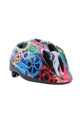 Zozo Hb63- Renkli Dişli Desenli Çocuk Bisiklet Kaskı / Beden - S