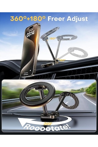 Metal Katlanır Magsafe Mıknatıslı 360 Dönen Araç Telefon Tutucu