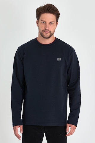 Comeor Çift Bisiklet Yaka Baskı Detaylı Standart Fit Erkek Sweatshirt Lacivert 001