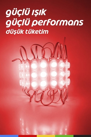 Dc 12v 3w Kırmızı Modül Parmak Led Su Geçirmez Tabela Aydınlatma Dekoratif Led Modül 5 Adet