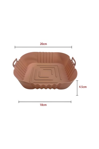 Renkli Isıya Dayanıklı Yıkanılabilir Silikon Fırın Ve Airfryer Kare Model Pişirme Matı 20 Cm Vizon