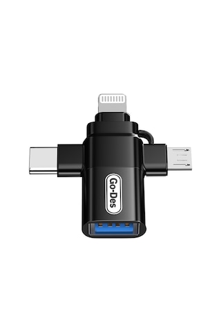 Go Des Gd-ct196 4in1 Type-c+lightning+micro+usb3.0 Otg Dönüştürücü Adaptör Siyah