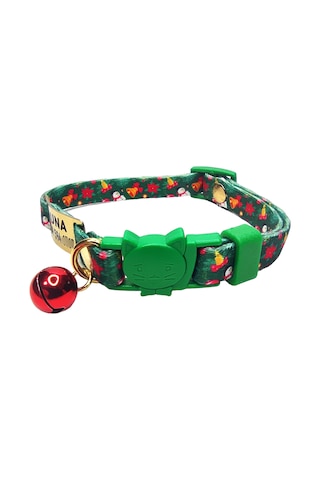 Ayz Markalama Güvenlik Kilitli İsimli Kedi Tasması Yılbaşı Temalı